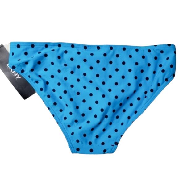 DKNY Polka Dot Side Ring Bikini Bottom Blue Black Swimwear - Picture 4 of 4